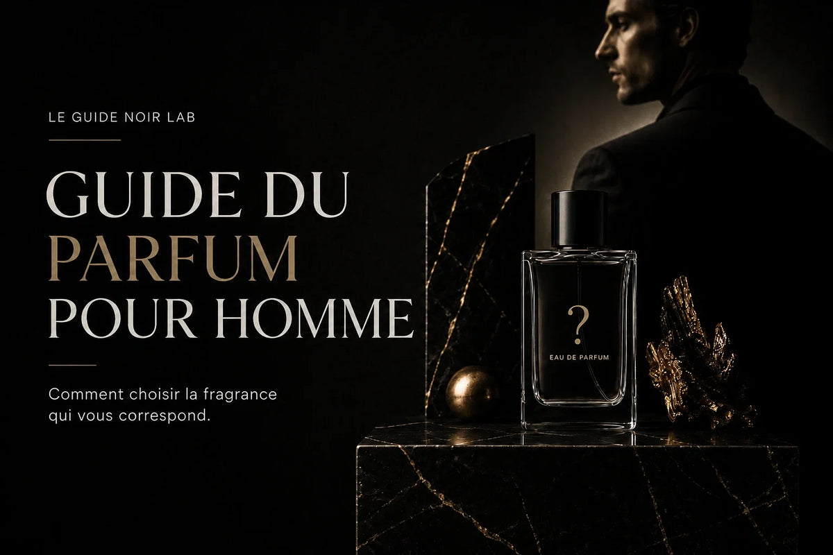 Bouteille de parfum avec un point d'interrogation